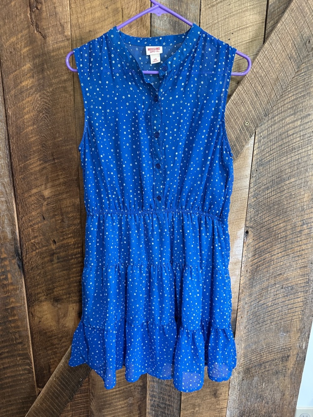 Mossimo tiered sleeveless polka dot dress button-front elastic waist F02